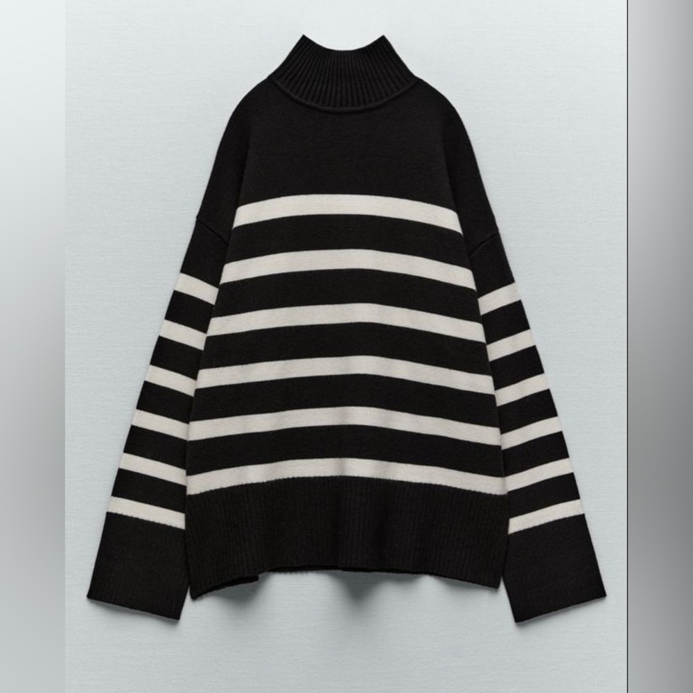 Zara medium striped sweater size small, recent edition side slits, french chic